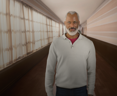 Man standing in a hallway